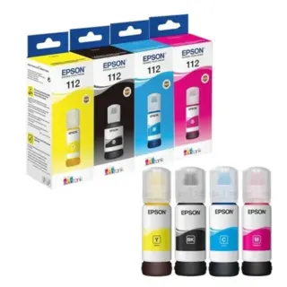 Epson 112 EcoTank Cyan Yellow Magenta Ink Bottles Each